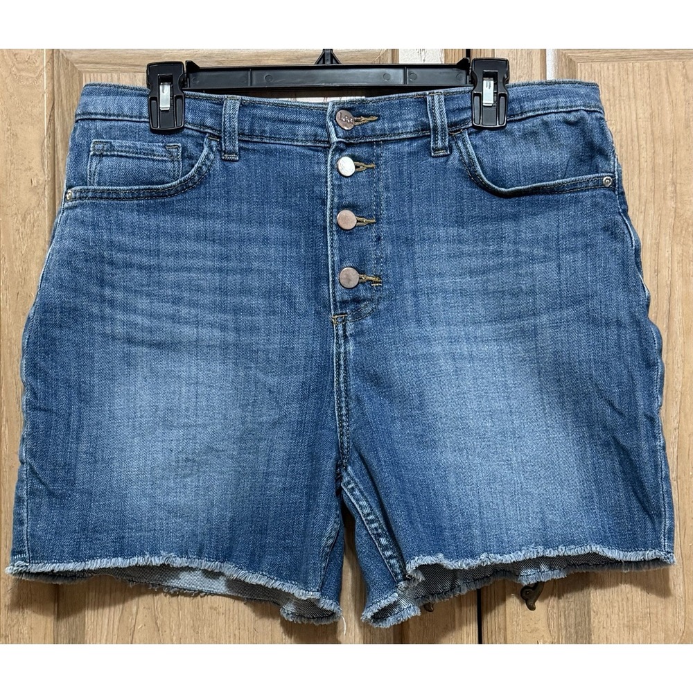Lee Heritage Denim Shorts Women's Size 14 Blue Button Fly High Rise Relaxed Fit